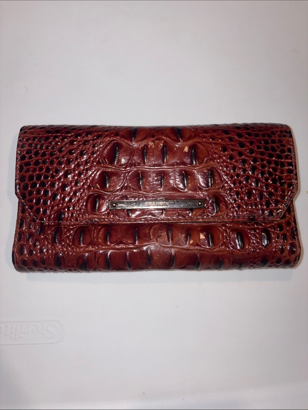Brown brahmin Croc-Embossed Leather Clutch Wallet
